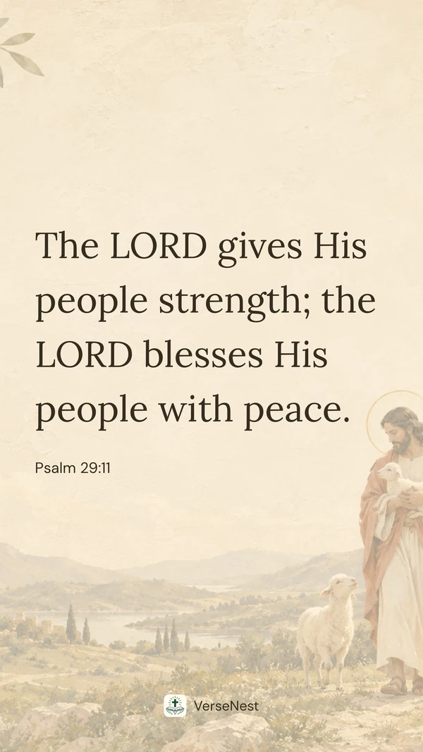 Psalm 29:11 Bible verse wallpaper exported by VerseNest, with the Good Shepherd