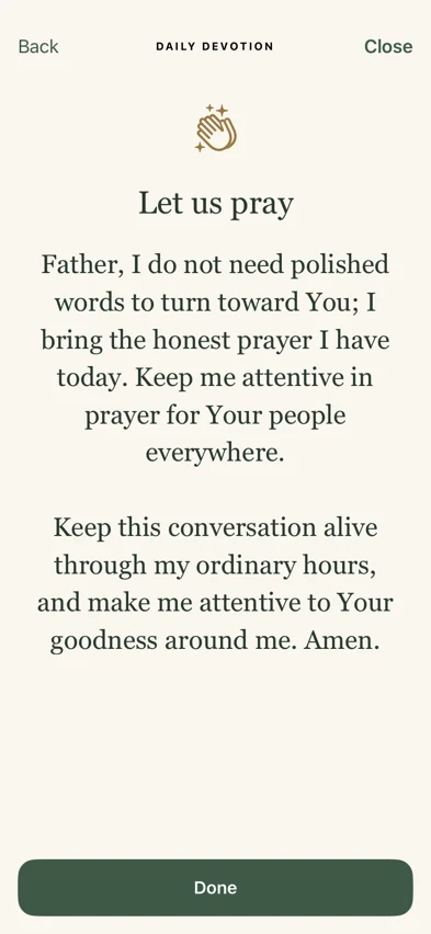 Continue into the corresponding prayer in VerseNest